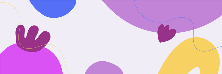 Beautiful feminine banner for social media background. Templates for posts and banners with minimal abstract organic floral flower leaves hand drawn shapes composition in contemporary collage style