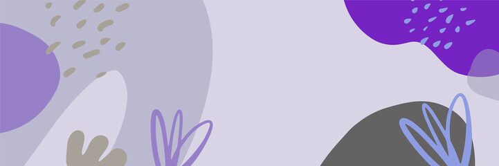 Beautiful feminine banner for social media background. Templates for posts and banners with minimal abstract organic floral flower leaves hand drawn shapes composition in contemporary collage style