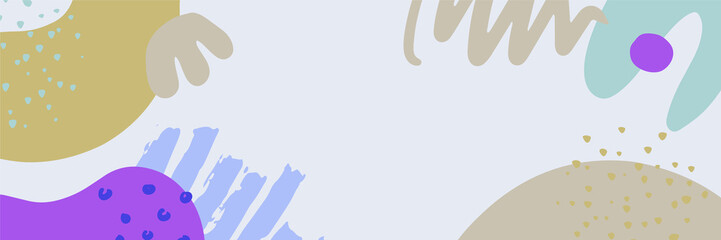 Beautiful feminine banner for social media background. Templates for posts and banners with minimal abstract organic floral flower leaves hand drawn shapes composition in contemporary collage style