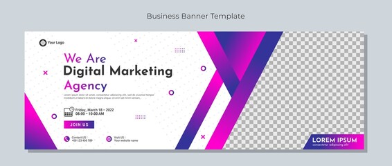 Business conference banner template design for webinar, marketing, online class program, etc