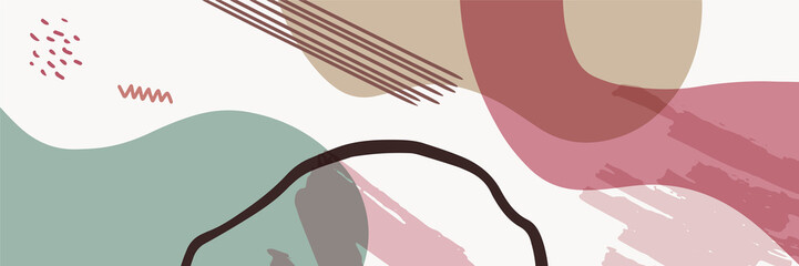Modern boho abstract hand drawn colorful presentation design background