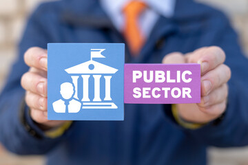 Public Sector Conceptual Banner. Government Education Health Municipal Service Provide People...