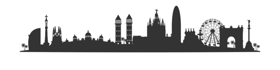 Illustration of a silhouette of a city Barcelona.
