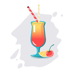 Cocktail with cherry and lemon