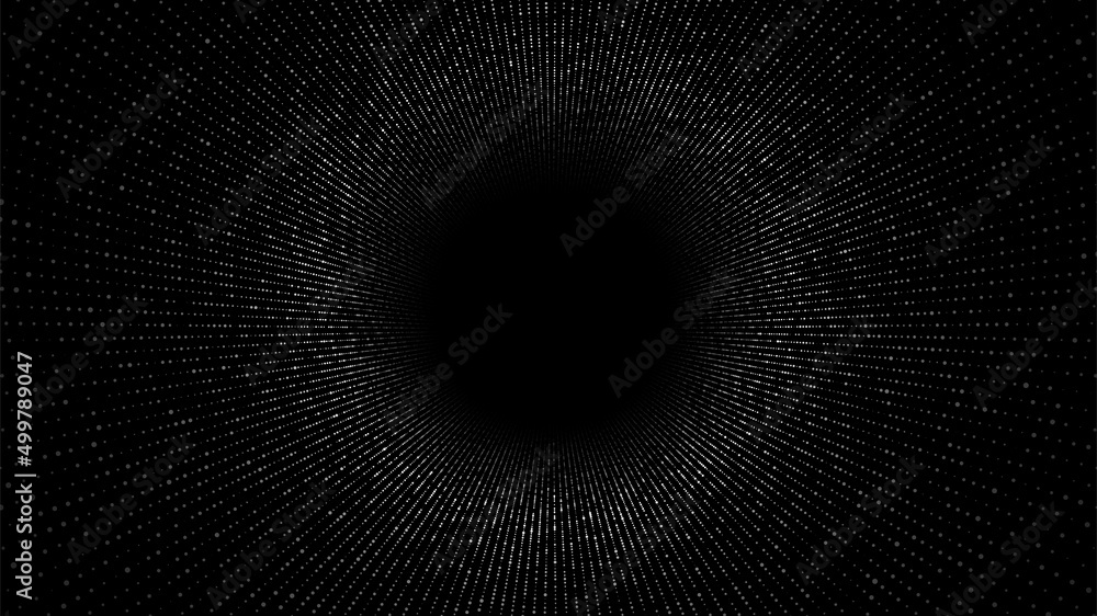 Poster abstract wireframe tunnel. vector wormhole. 3d portal grid. futuristic fantasy funnel.