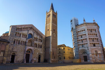 Fototapeta na wymiar Cathedral square of Parma, Italy