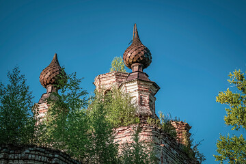 domes of an abandoned orthodox church