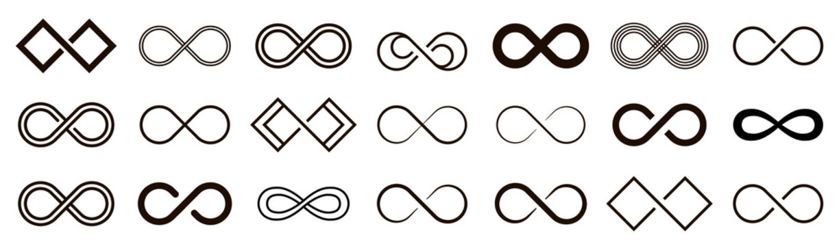 Infinity shape icon set endless vector illustration