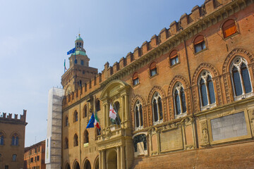 Palazzo d'Accursio (Palazzo Comunale) at Piazza Maggiore in Bologna, Italy