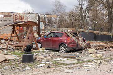 Russia's war against Ukraine
Destruction after the battle.
The store was damaged by Russian soldiers. All the soldiers of the territorial defense were shot in it, the village of Novaya Basan,Chernihiv