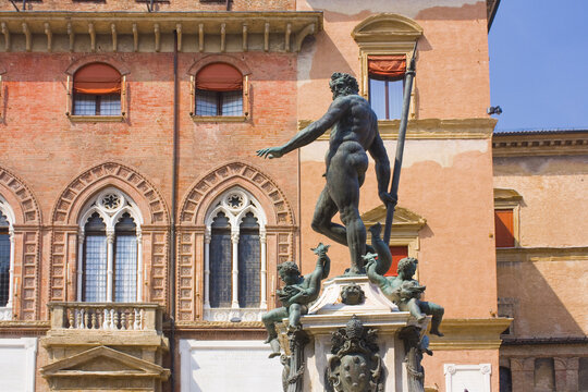 Fountain of Neptune at Piazza del Nettuno in Bologna, Italy