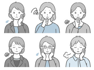 困る高齢女性の上半身セット