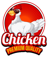 Chicken wearing sunglasses cartoon logo