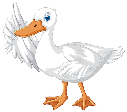 White duck cartoon character on white background