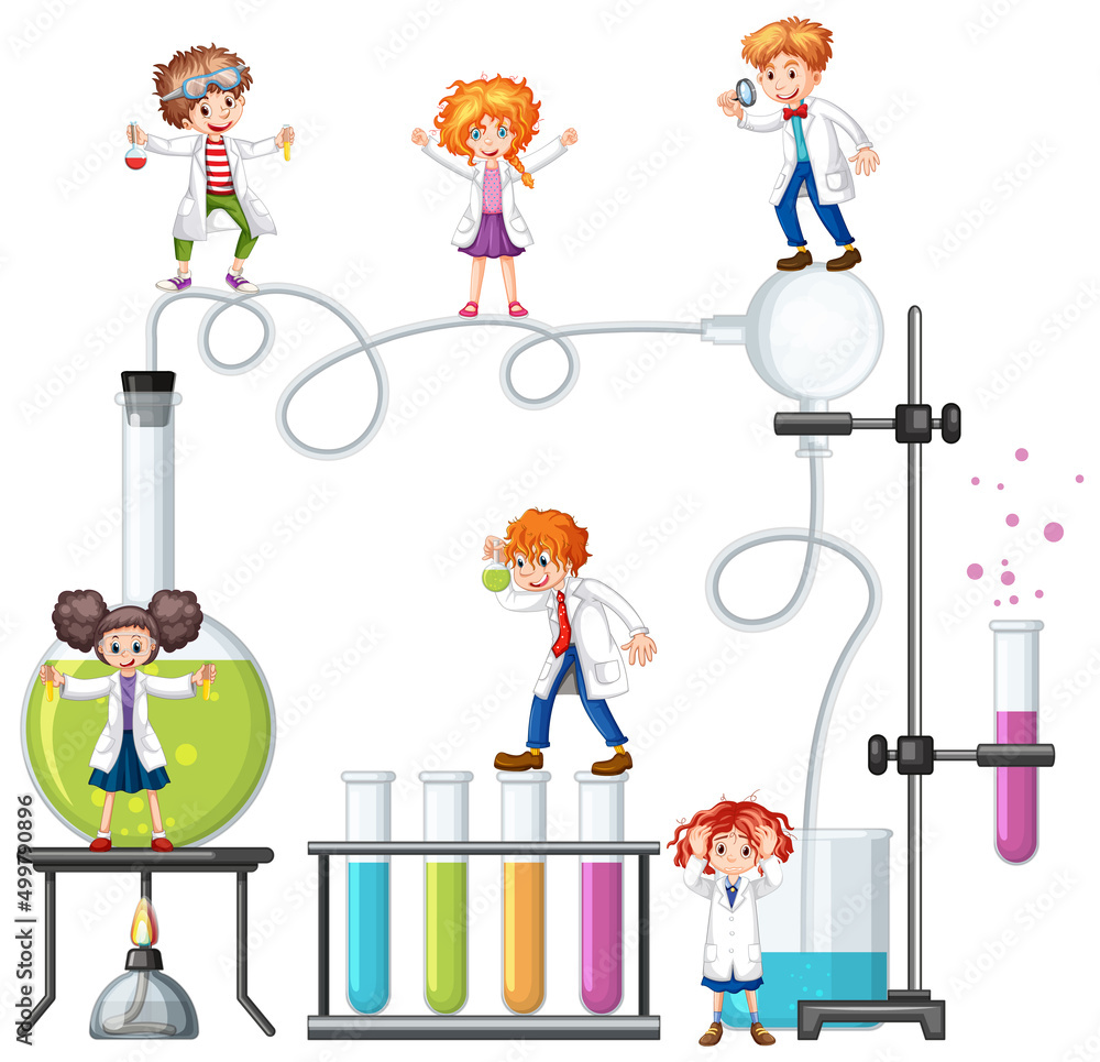Wall mural scientist doing science experiment in the lab