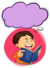 A boy reading with empty callouts