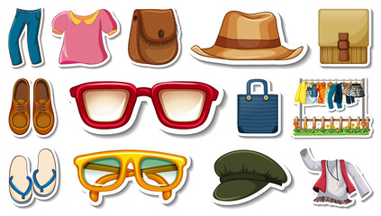 Sticker set of clothes and accessories
