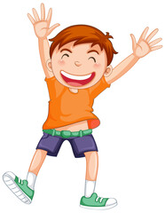 Cute boy cartoon character on white background