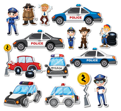 Sticker set of professions characters and objects.sticker