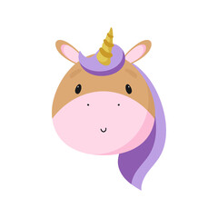 Magic Unicorn. For kids stuff, card, posters, banners, books, printing on the pack, printing on clothes, fabric, wallpaper, textile or dishes. Vector illustration.