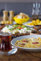 Breakfast or branch in the restaurant. Turkish breakfast.