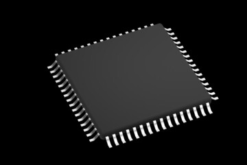 3d rendering model of processor controller microchip
