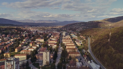 Aerial photo of the town of Novi travnik located in central bosnia