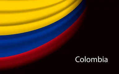 Foto op Canvas Wave flag of  Colombia on dark background. © magr80