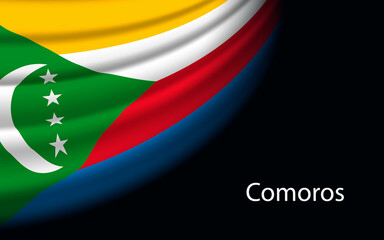 Wave flag of Comoros on dark background.