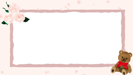 クマと花のフレーム