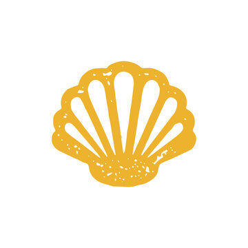 Yellow elegant closed sea shell ornamental aquatic underwater wildlife grunge texture vector