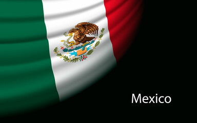 Wave flag of Mexico on dark background.