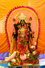 Fototapeta na wymiar Idol of Maa Kali in a village pandal