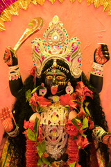 Idol of Maa Kali in a village pandal