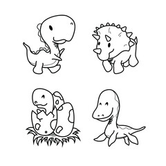 lineart cute dinosaurs in bright colors for printing on textiles and posters, books. suitable for boys and girls.