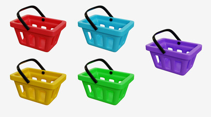 3D Collection shopping basket isolated on white background.3d rendering illustration
