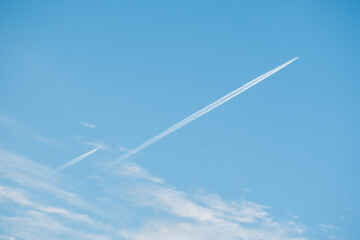 airplane trace on a blue sky