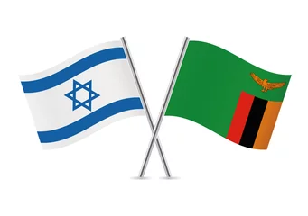 Foto op Aluminium Israel and Zambia flags. Israeli and Zambian flags on white background. Vector icon set. Vector illustration. © SLdesign
