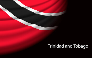 Wave flag of Trinidad and Tobago on dark background.