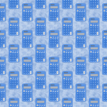 Blue And White Calculator On Seamless Background