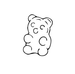Vector hand drawn doodle sketch gummy bear isolated on white background