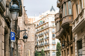 Fototapeta premium streets of Barcelona, Spain. colorful life 