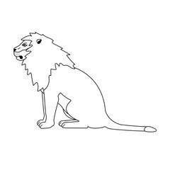 Vector flat sitting lion isolated on white background