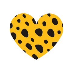 Vector heart with cheetah fur prints isolated on white background