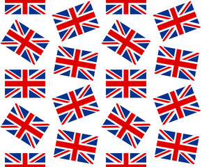 Vector seamless pattern of flat Great Britain flag isolated on white background