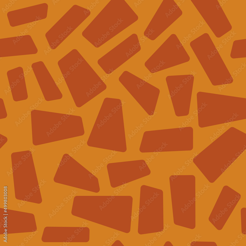 Poster Orange rectangles are seamlessly connected. It turns out similar to the ground shown from the side. Vector pattern of identical ground rectangles.