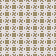 Fototapeta na wymiar Four-pointed stars and crosses. Vector with the same decor shapes, reminiscent of a wallpaper or a simple pattern.