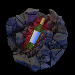 Wine Inside Rock. 3D Illustration