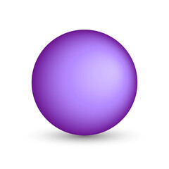 Vector purple sphere with gradients and shadow for game, icon, package design, logo, mobile, ui, web, education. 3D ball on a white background. Spherical shape illustration.