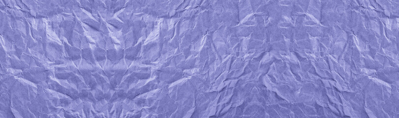 Wrinkled paper. Background. Very Peri - color of the year 2022. Long banner